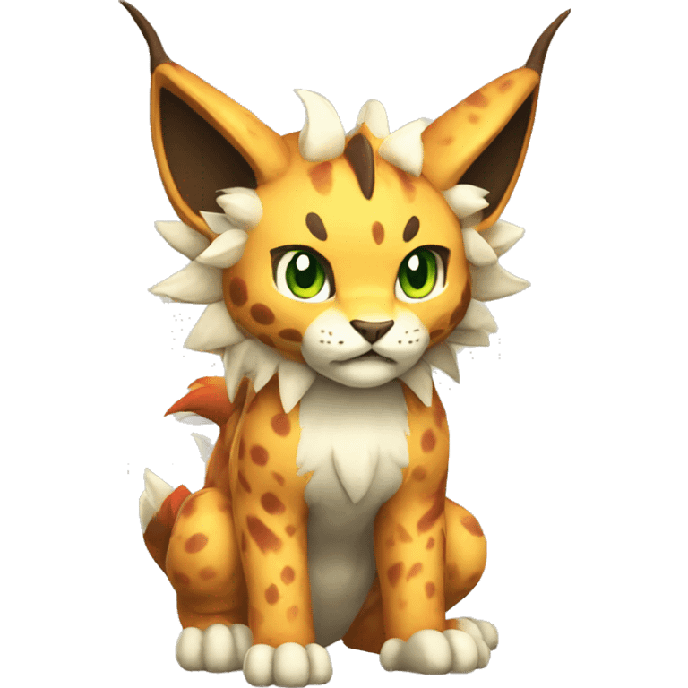 Fire-type Fakémon-Lynx full body emoji