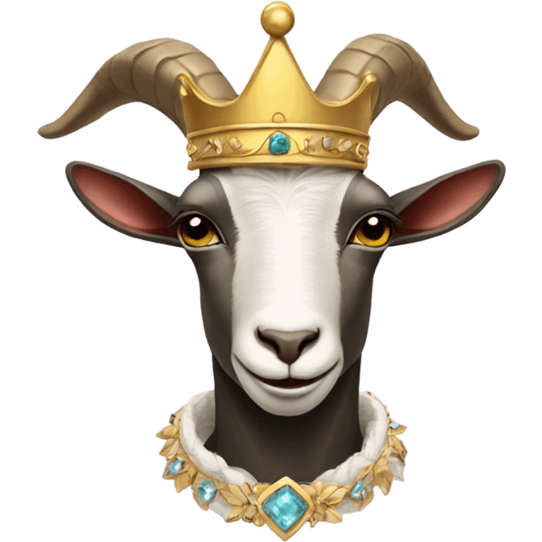 Stylish goat wearing clothes and a crown emoji