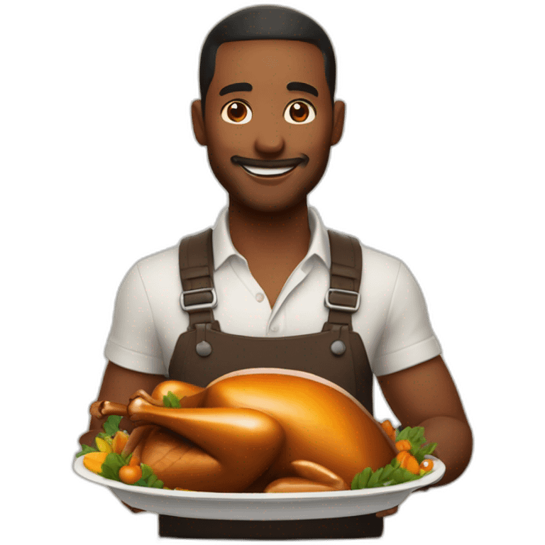 Man loving thanksgiving turkey with white liquid emoji