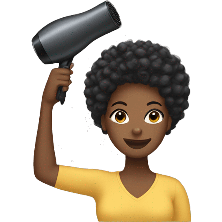 black woman holding a hair dryer and brush emoji