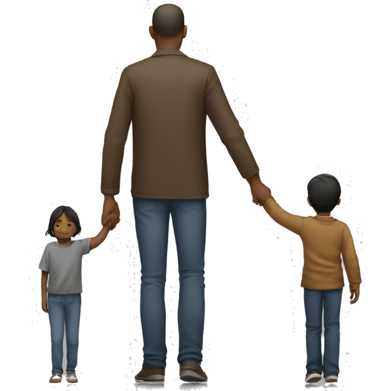 a man holds a child's hand view from back emoji