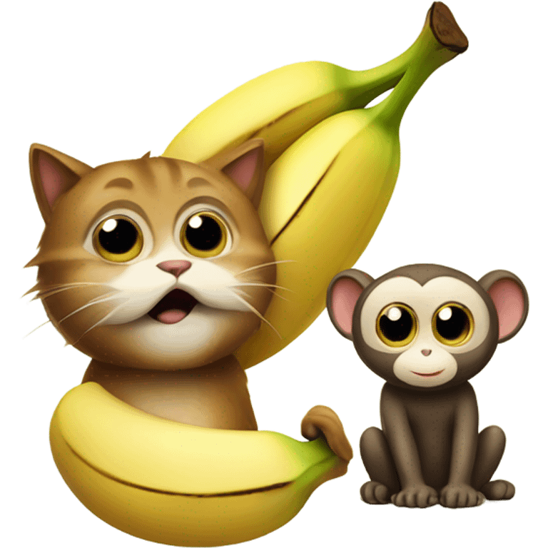 cat eating banana petting monkey emoji