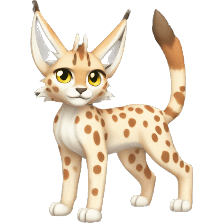 spotted Lynx-Caracal-Fakemon-hybrid with orange points full body emoji