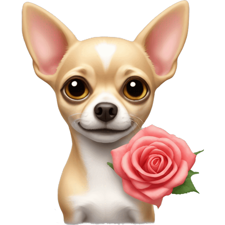 Chihuahua with a rose emoji