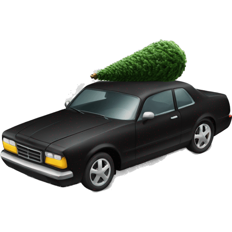 Christmas black car with Christmas tree emoji