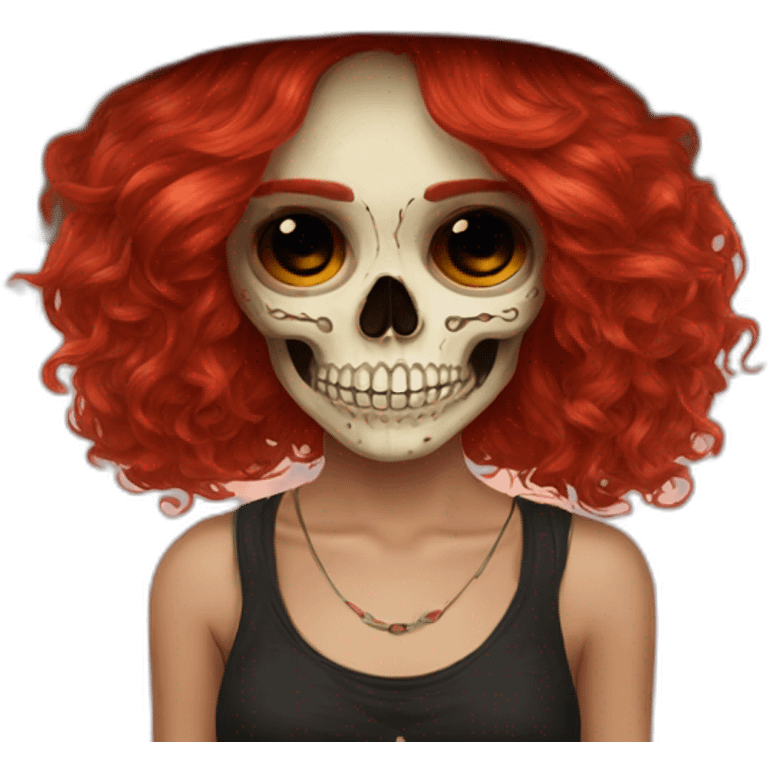 Skull girl mexican red hair Sombrero indie rock emoji