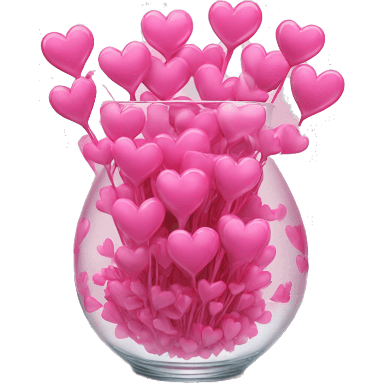 10000000 huge pink hearts on stems in a clear glass vase emoji