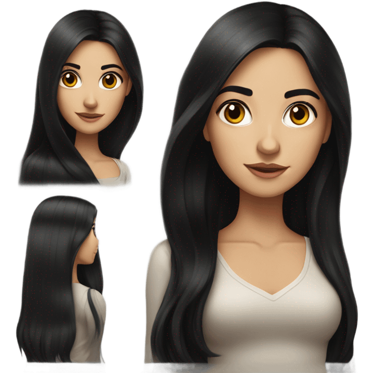 Hyper Realistic Beautiful Spanish girl brown eyes straight very long dark black hair  emoji