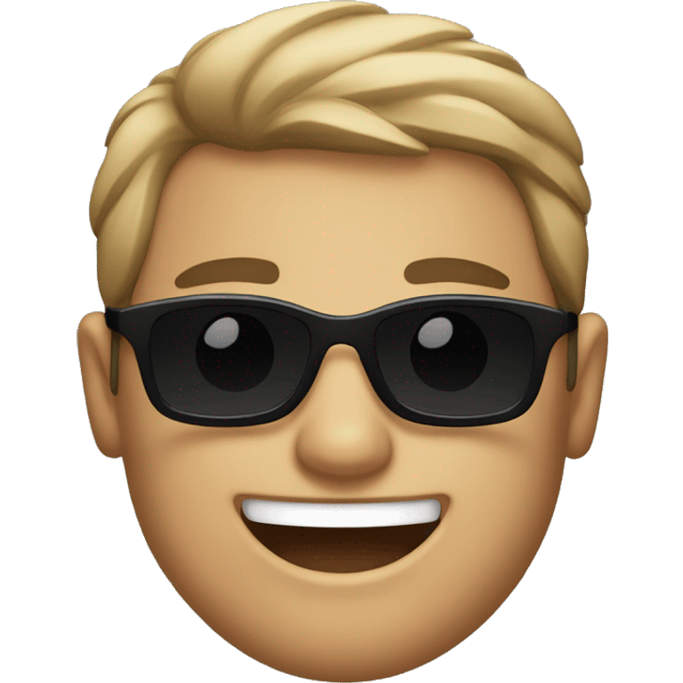 happy guy in black shirt with sunglasses emoji