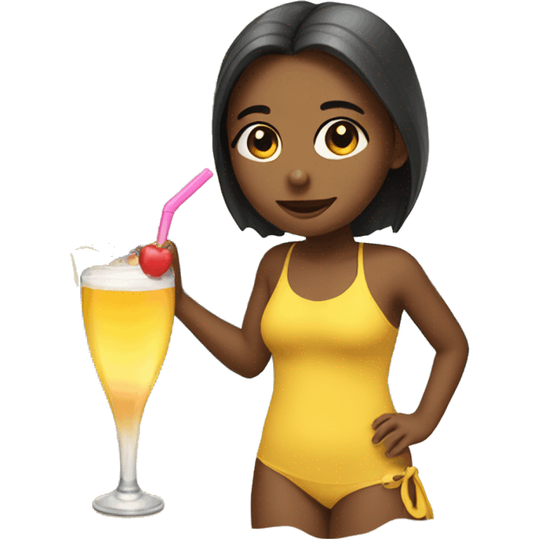 Girl on beach drink emoji