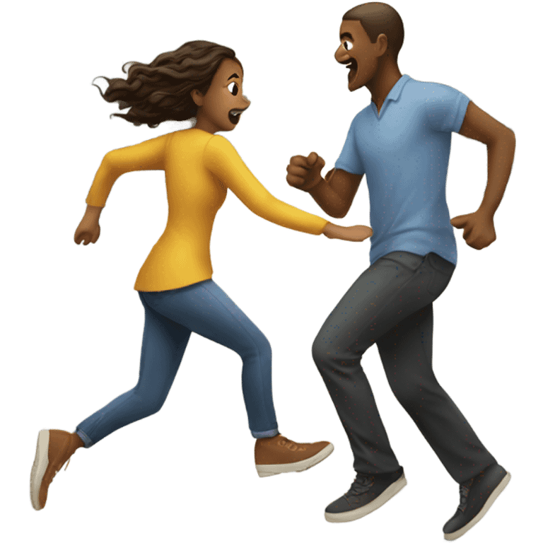 Girl chasing man down street  emoji