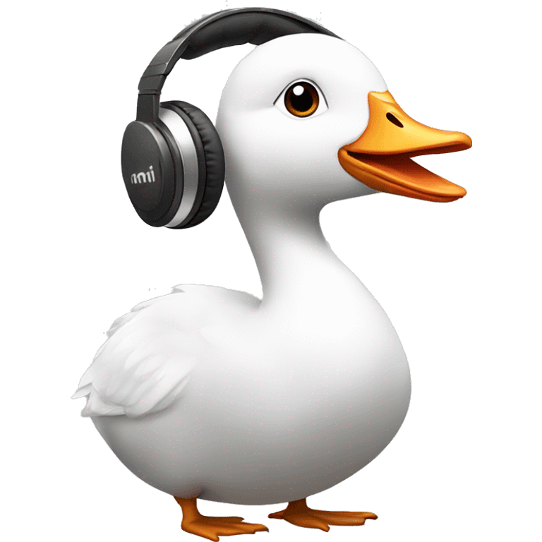 cartoonWhite Goose with headphones emoji