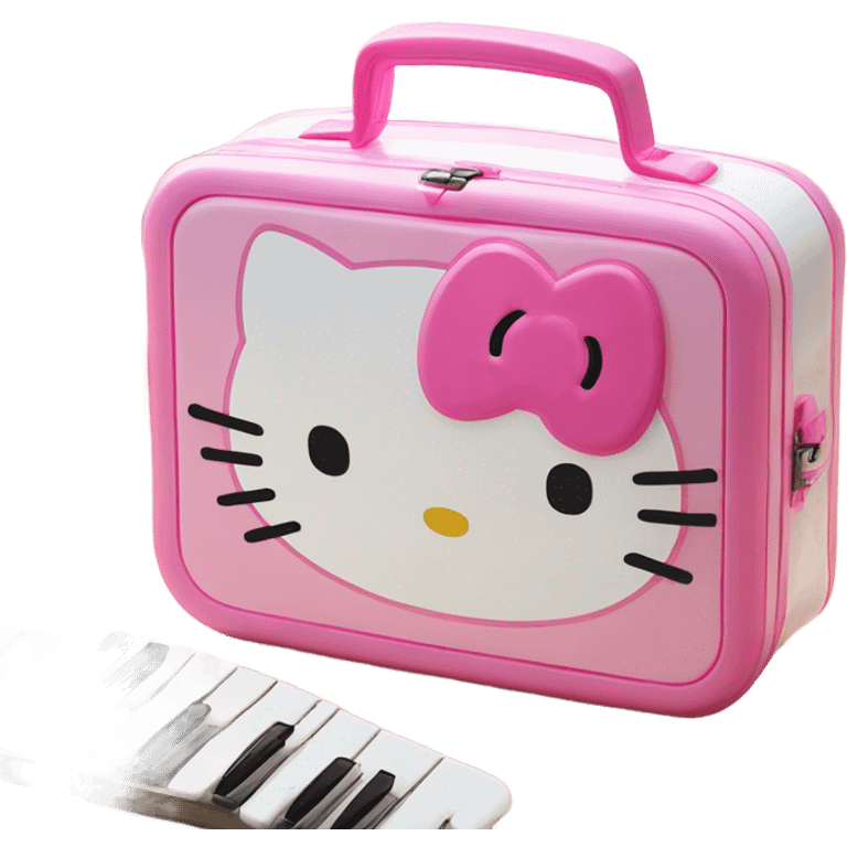 pink white light melody hello kitty sanrio cute lunch box white emoji