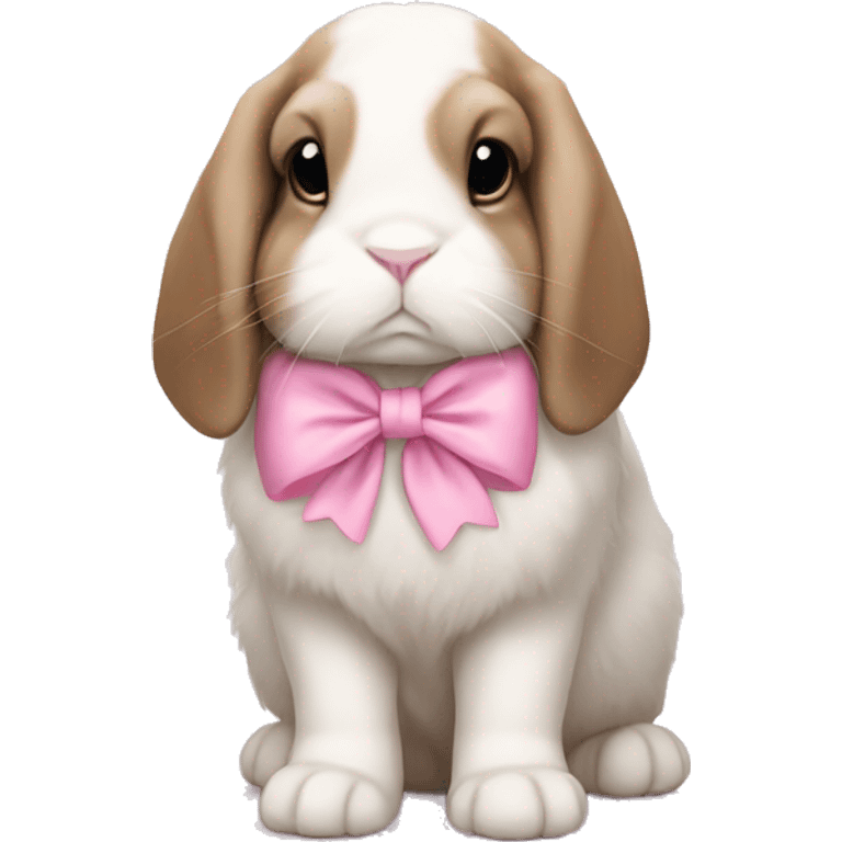 sad holland lop bunny with pink bow on ear emoji