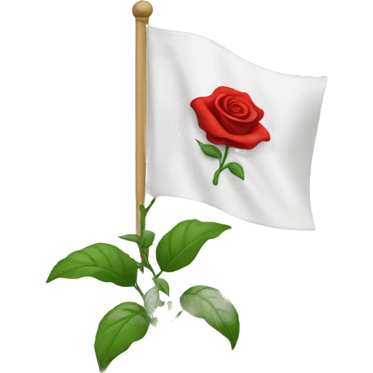 emoji white flag with red rose on the center emoji