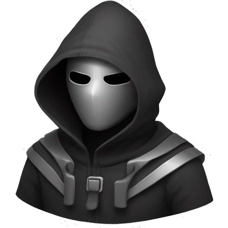 grayscale black mysterious masked hooded man emoji