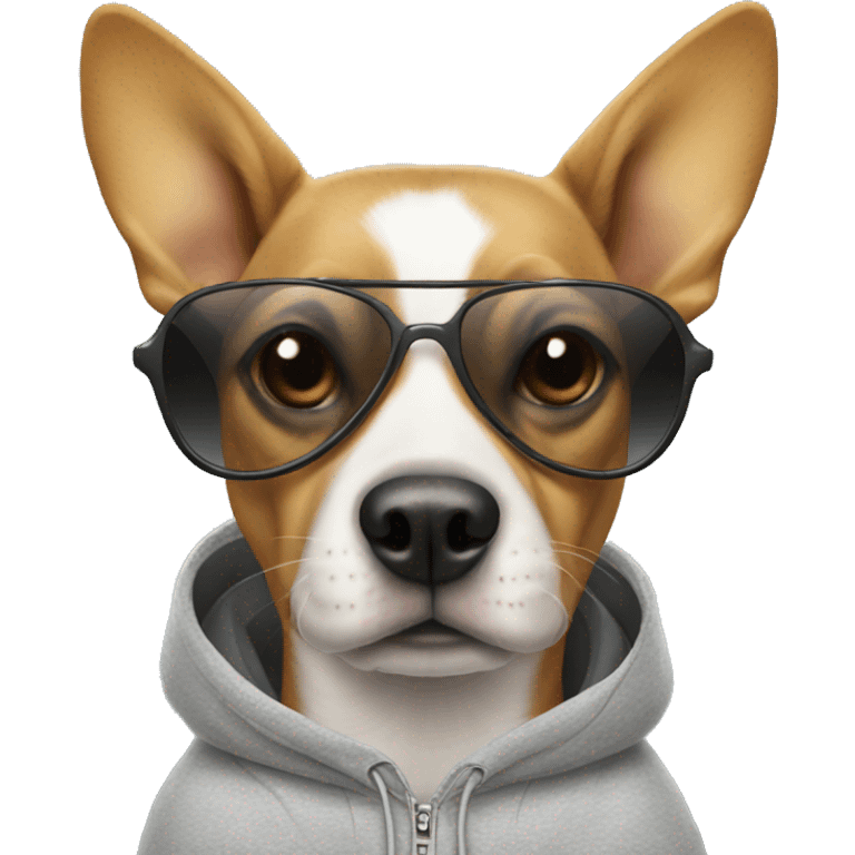 dog wearing a hoodie and sunglasses  emoji