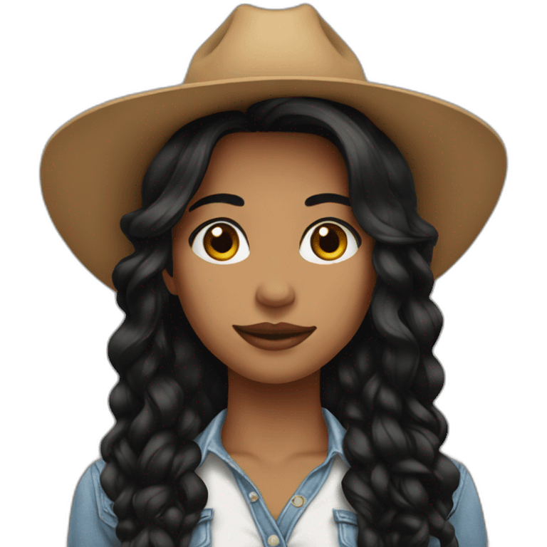 face cowgirl straight black hair emoji