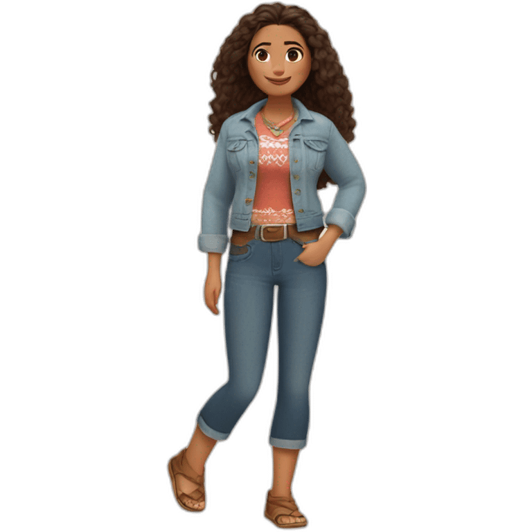 Moana in jean and pull-over  emoji