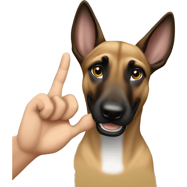 malinois say hello with hand emoji