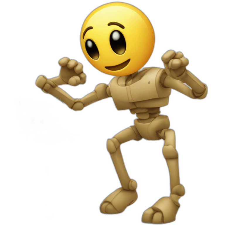 Anthropomorphic computer with arms and legs doing something random emoji