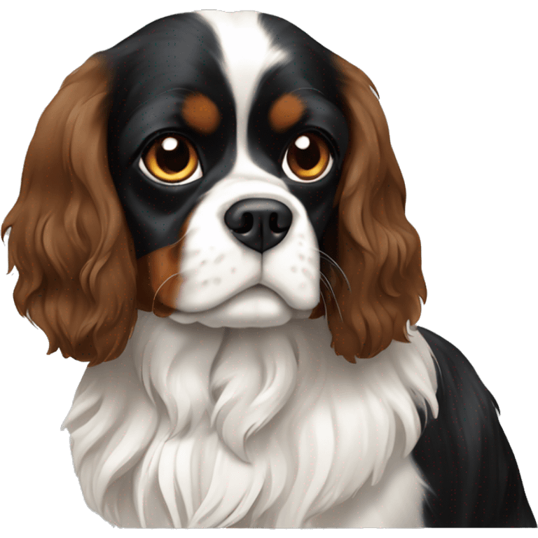 black,brown and white King Charles spaniel  emoji