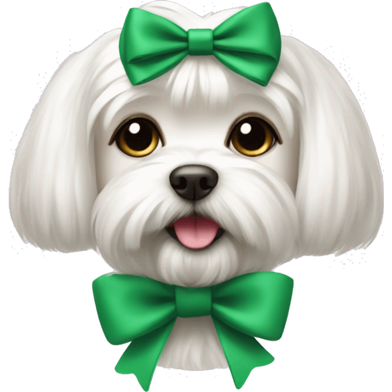 maltese dog with green bow  emoji