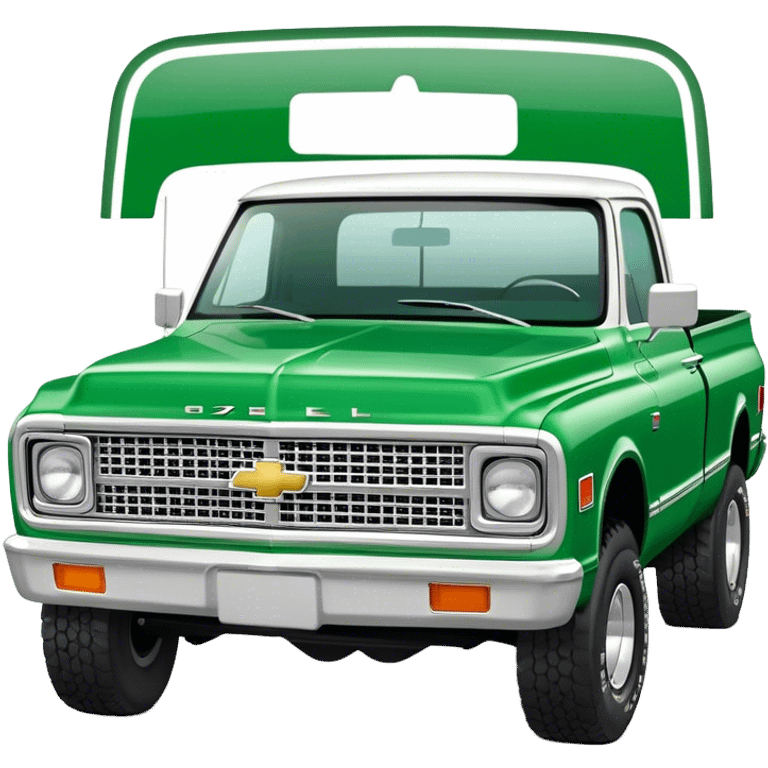 Green and white 1972 Chevrolet K10 emoji