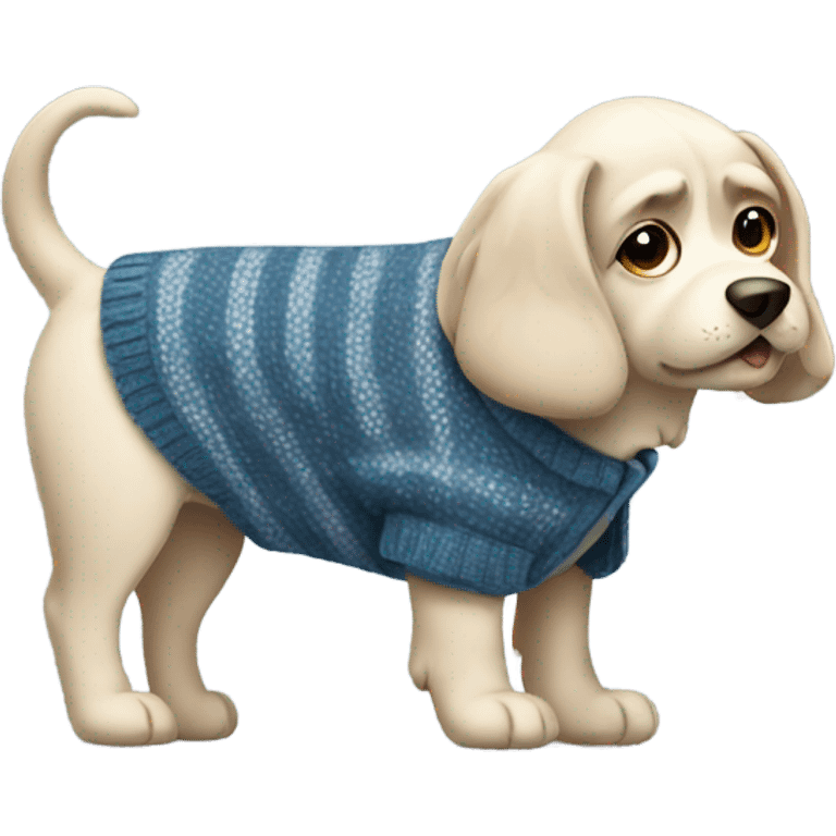 Dog wearing cardigan emoji