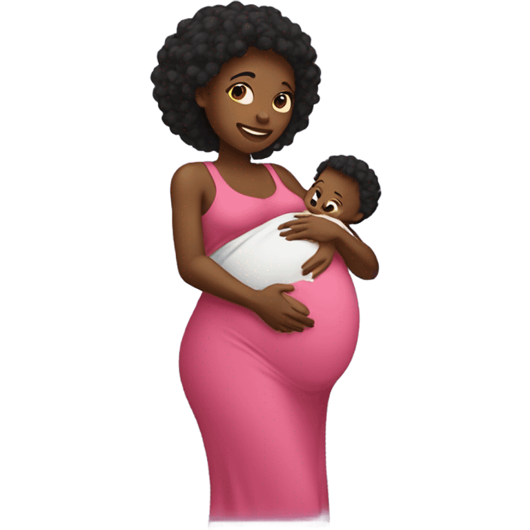 Black pregnant mom holding baby emoji