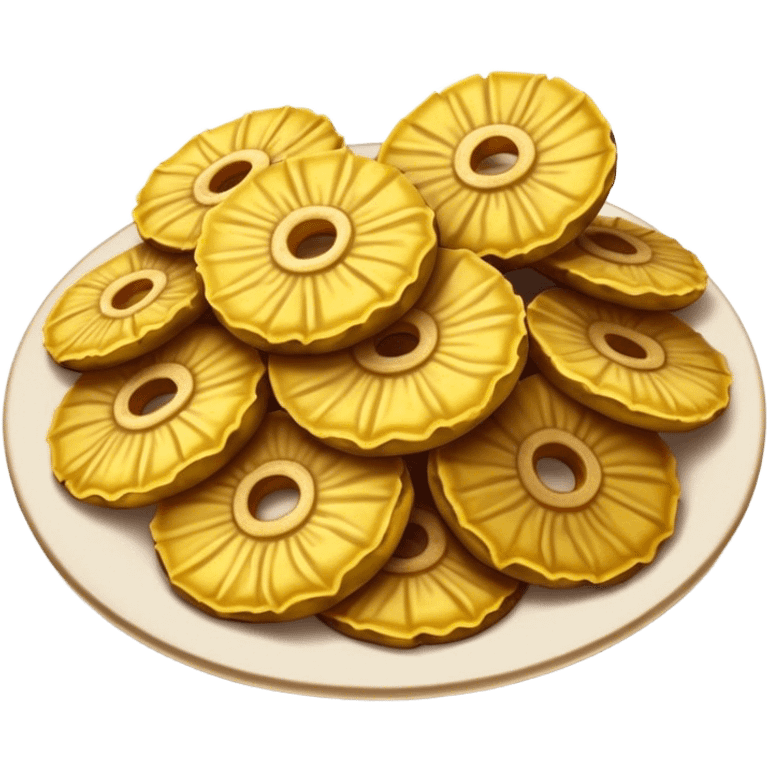 Patacones Cinematic Realistic Patacones Dish Emoji, depicted as crushed, crispy plantain discs, rendered with rich textures and dynamic, natural lighting. emoji