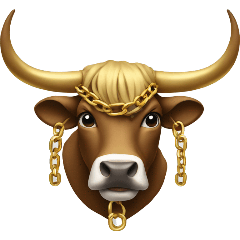 Bull with horns wearing hoodie and gold chain emoji