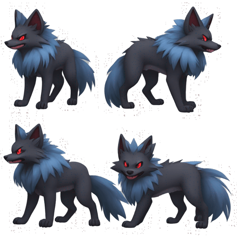 Cool Edgy Zorua-Zoroark-Mightyena full body emoji