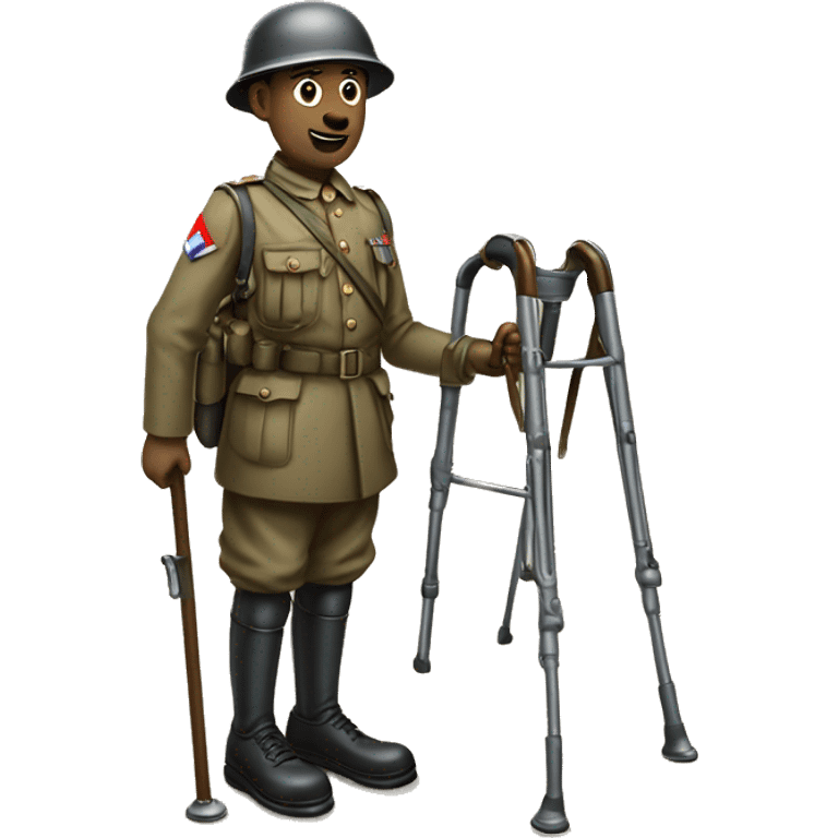 disabled ww1 soldie with amputation on crutches emoji