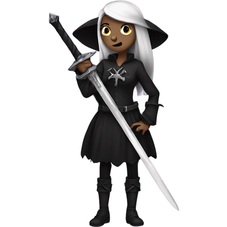 Goth witch holding a sword emoji