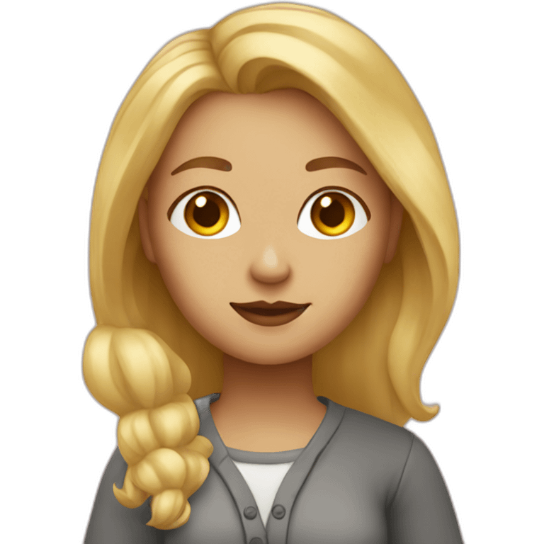 Blonde female artist who is painting emoji