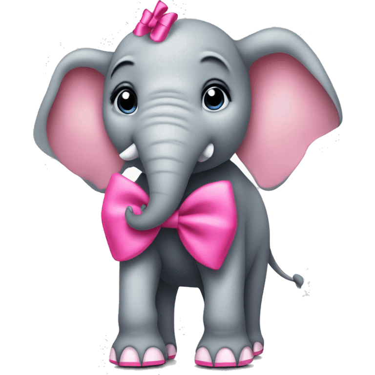 Elephant wearing high heels and a coquette pink bow emoji