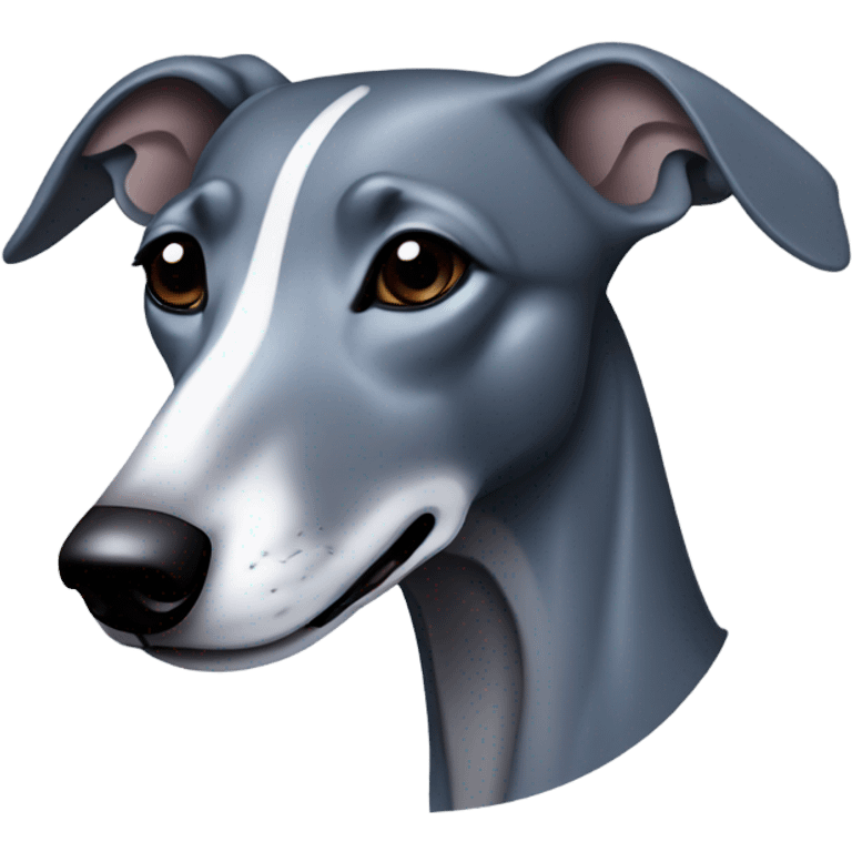 Dark grey blue whippet without white patch emoji