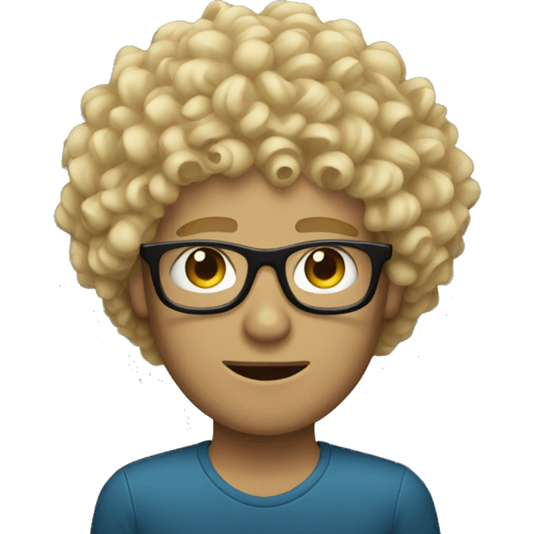 Curly hair blonde guy with glasses emoji