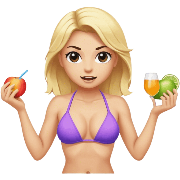 Black-eyed pumped-up blonde in a bikini Black-eyed pumped-up blonde in a bikini emoji