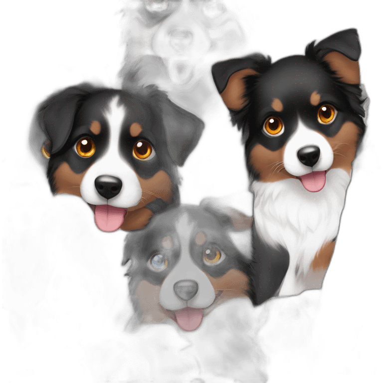 miniature black, white and fire with blue eyes australian shepherd emoji