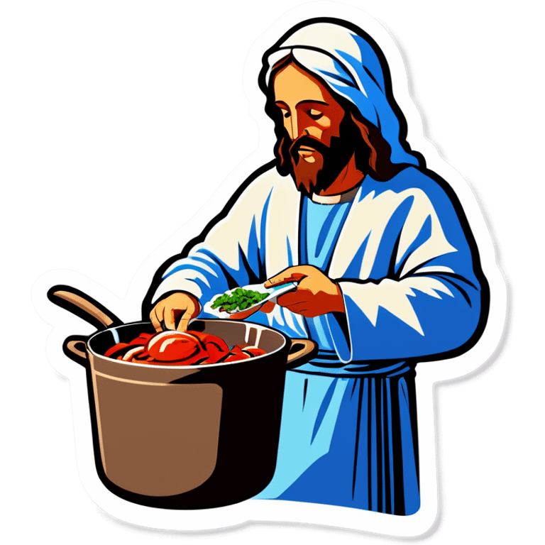 Jesus cooking meal emoji