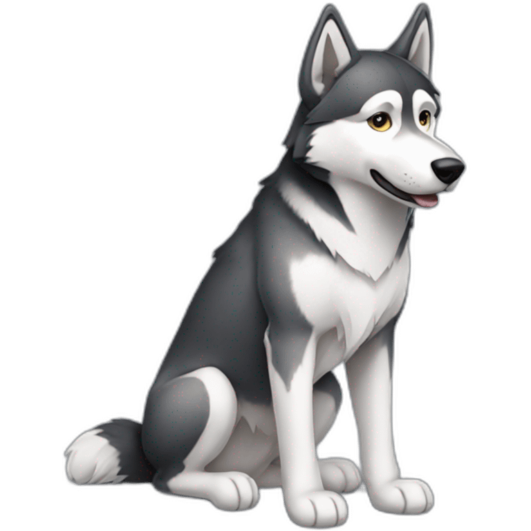 huskie sit full body emoji