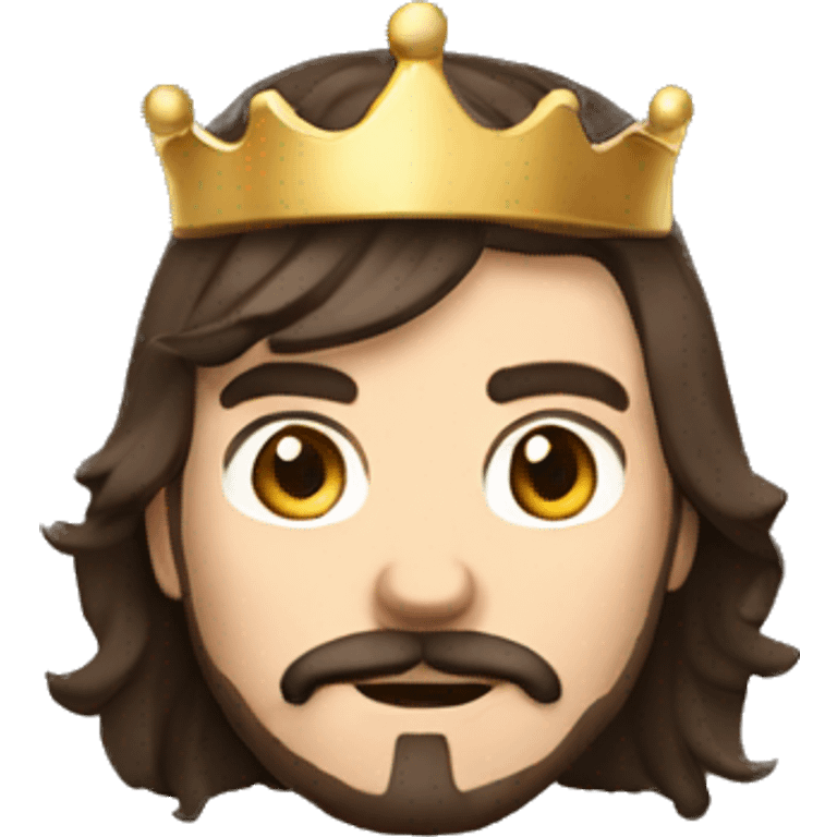 A developer with brown hair and a moustache and short beard wearing a black hoodie and is also wearing a crown slightly tilted to one side. emoji