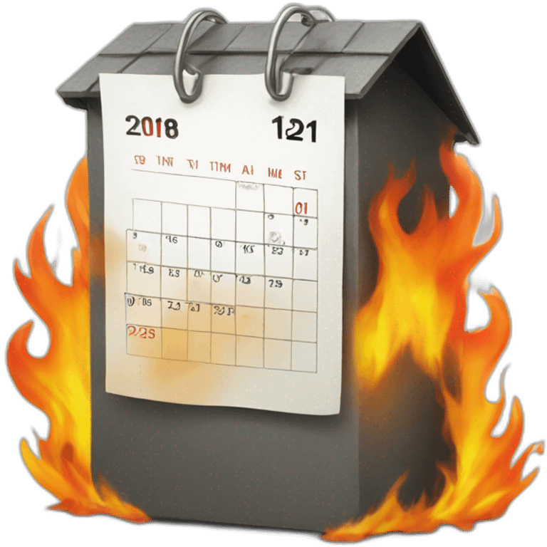 a calendar on fire in a dumpster emoji