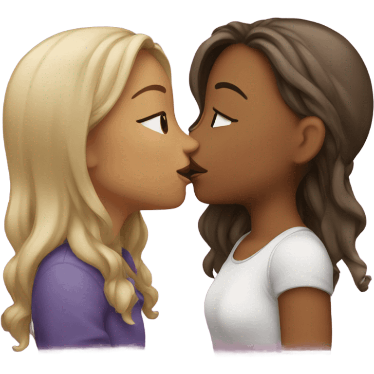 Two girls kissing ￼ emoji