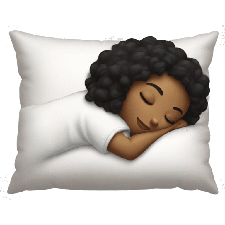 black hair girl sleeping on white pillow emoji