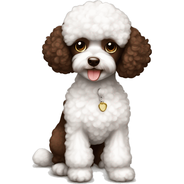 Chocolate brown and white toy poodle emoji