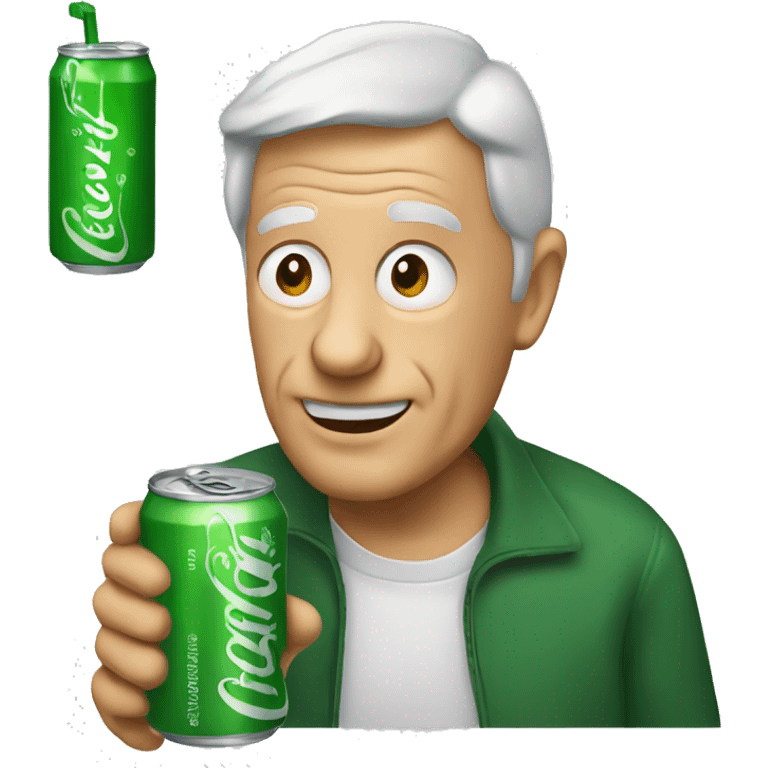 Older Guy drinking green canned soda  emoji