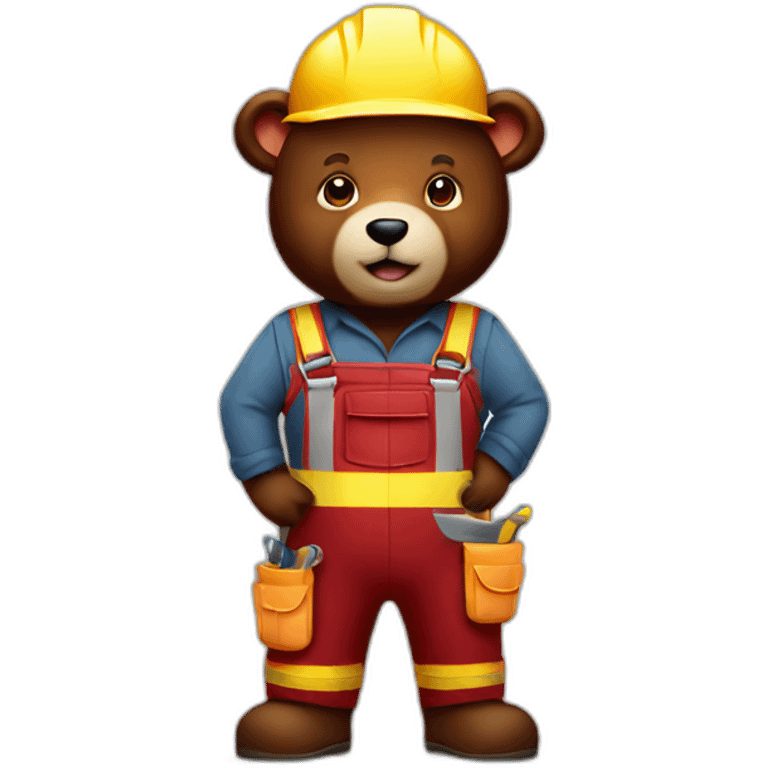 cute burgundy bear construction worker emoji